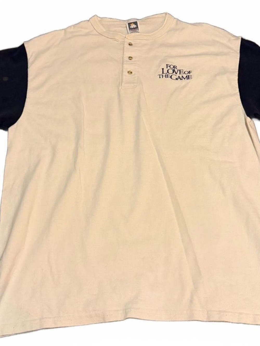 Vintage 90s For Love Of The Game Cotton Deluxe Henley Shirt XL White Navy